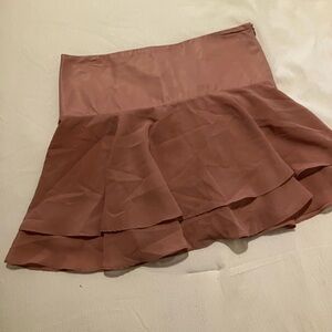 Bebe Pink Ruffled Skater Mini Skirt for Night Out